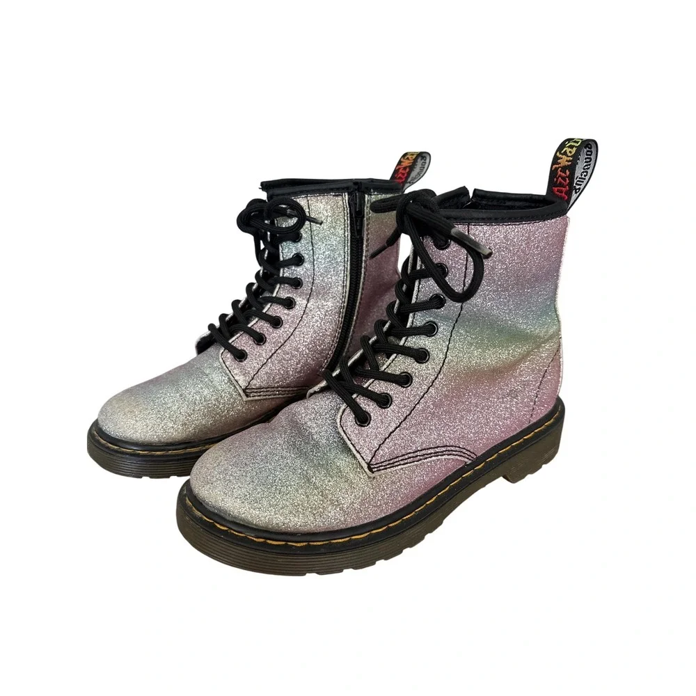 Dr Martens 1460 Rainbow Glitter Lace‎ Up Ankle Boots Kids US 2 UK 1 EU 33